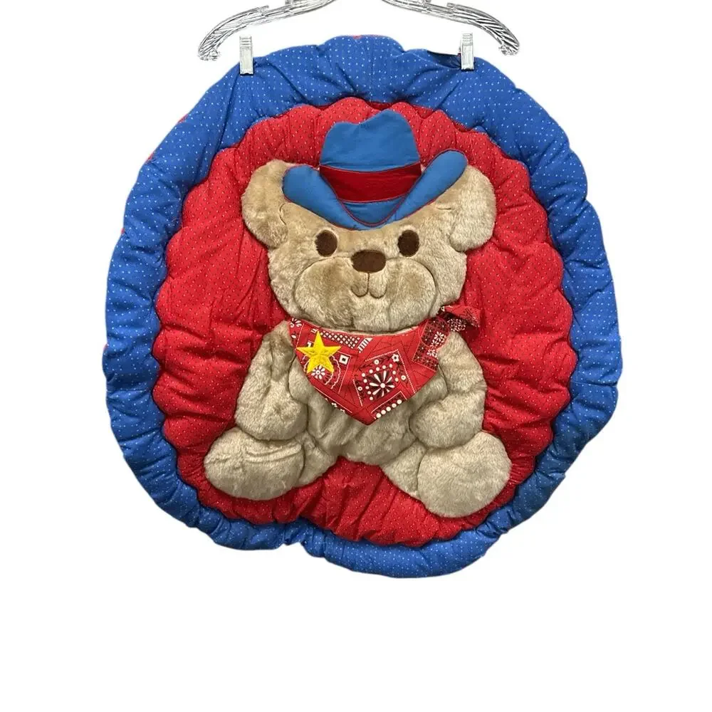 Plush Baby Cowboy Teddy Handsewn Quilt